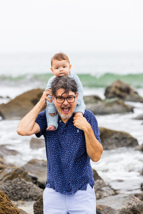 Baby's beach photography session with family in Coronado, California