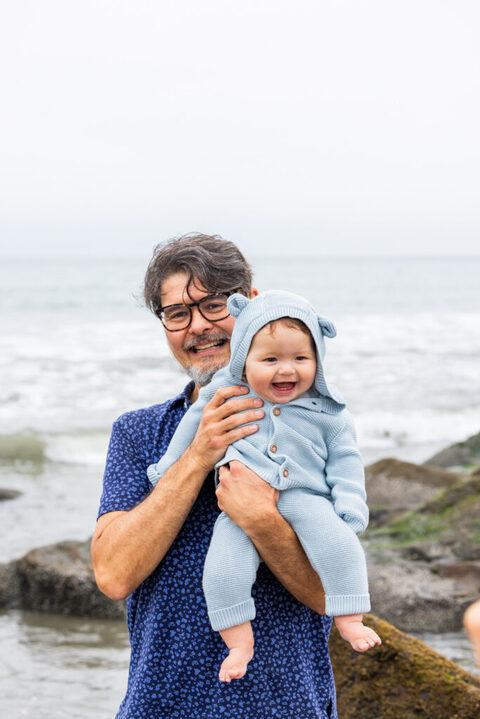 Coronado Beach family portraits celebrating life with a baby and their family dog