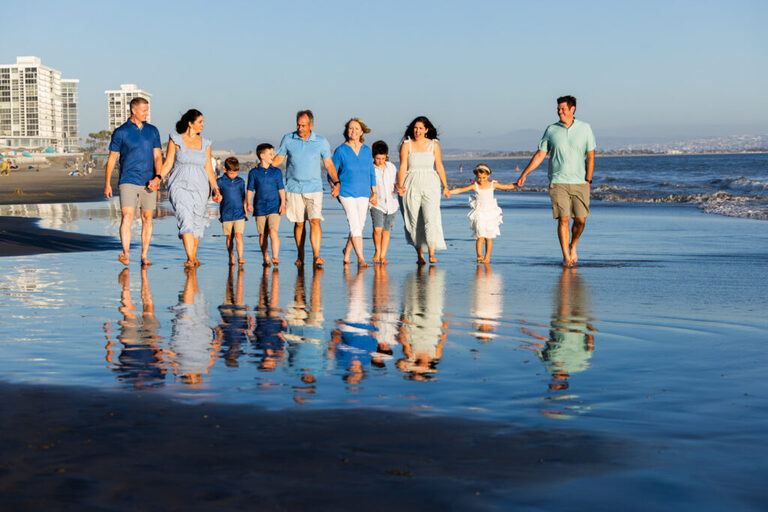 Natural lifestyle family photography for an extended family visiting Coronado Beach