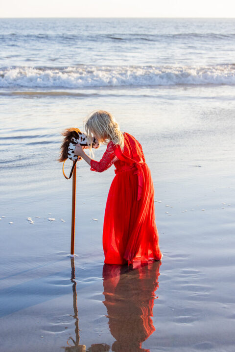 Medieval-inspired family fashion photographed on the California coastline