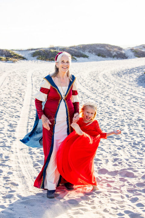 Portrait showcasing medieval-inspired clothing during a Coronado Beach family session